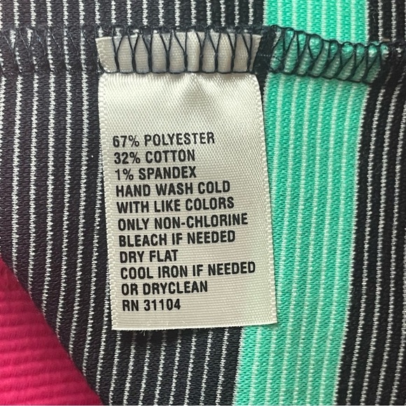 Crown & Ivy Shift Dress Ribbed Navy White Mint Pink Stripe Small Coastal Spring - Picture 8 of 13